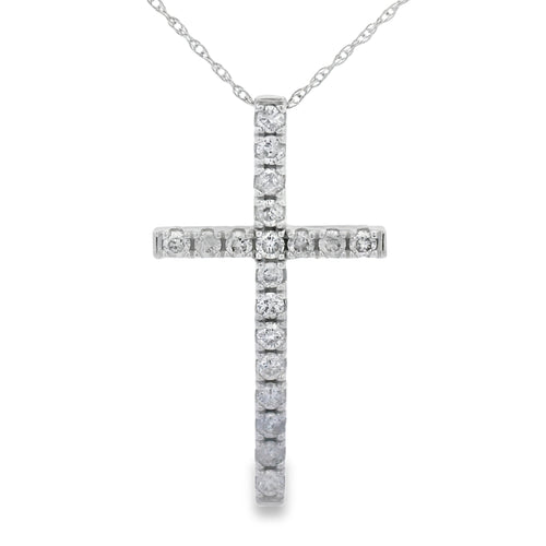 .50ct Diamond Cross Religious Pendant 14KT White Gold