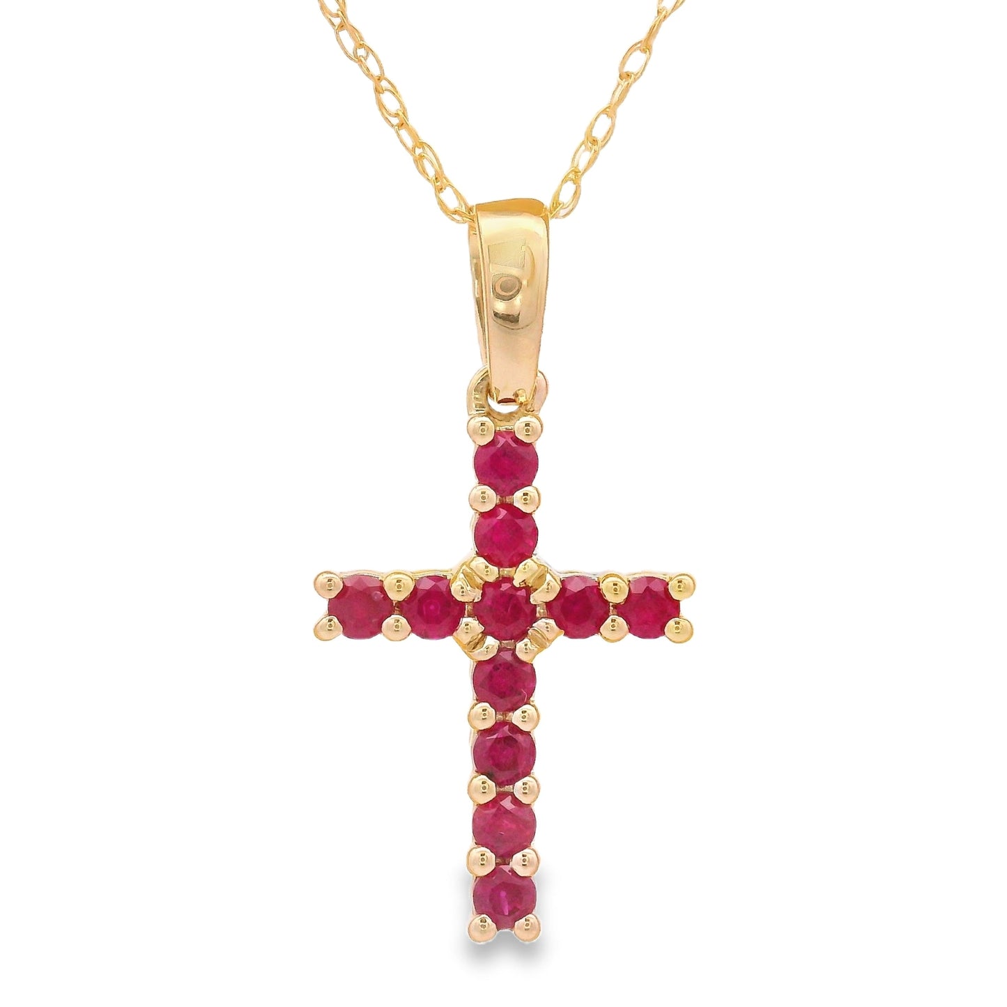 .29ct Ruby Cross Religious Pendant 14KT Yellow Gold