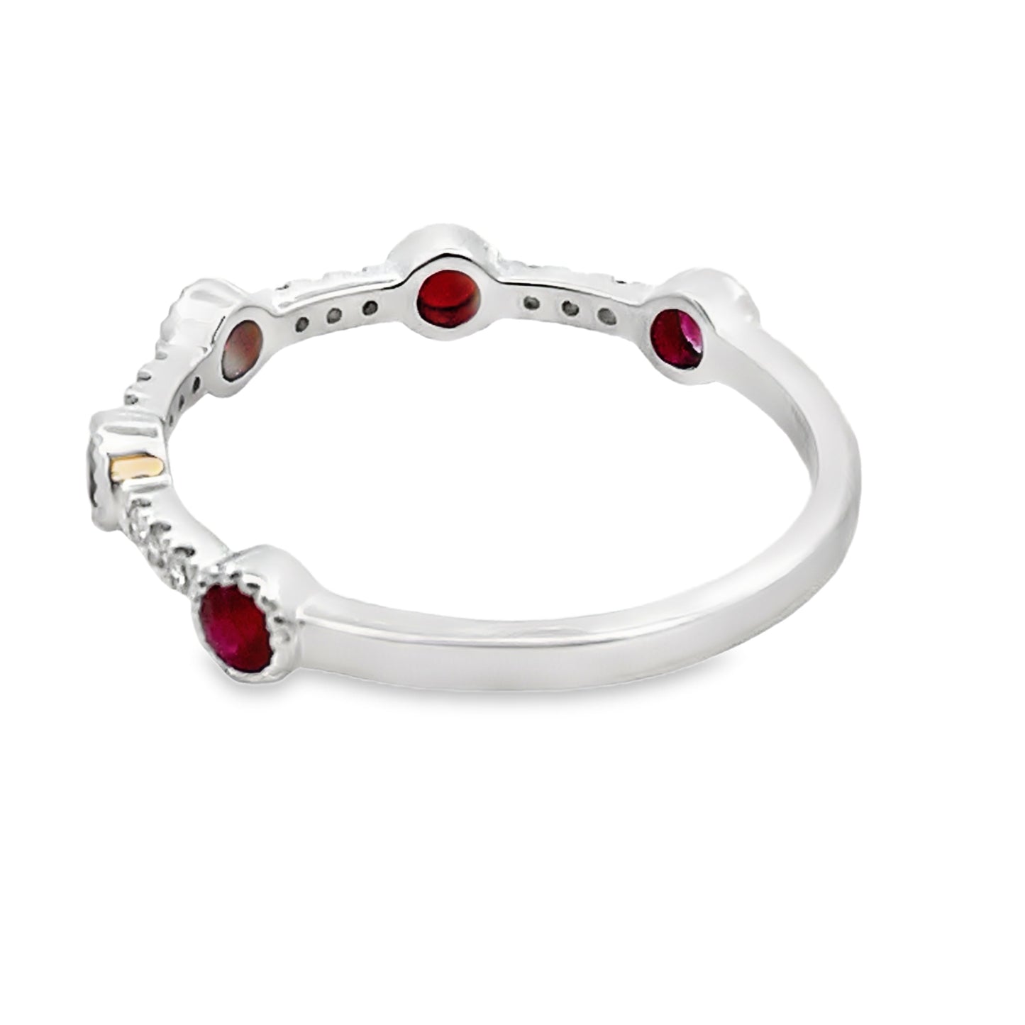 .46ct Ruby Diamond stackable band set 14KT White Gold