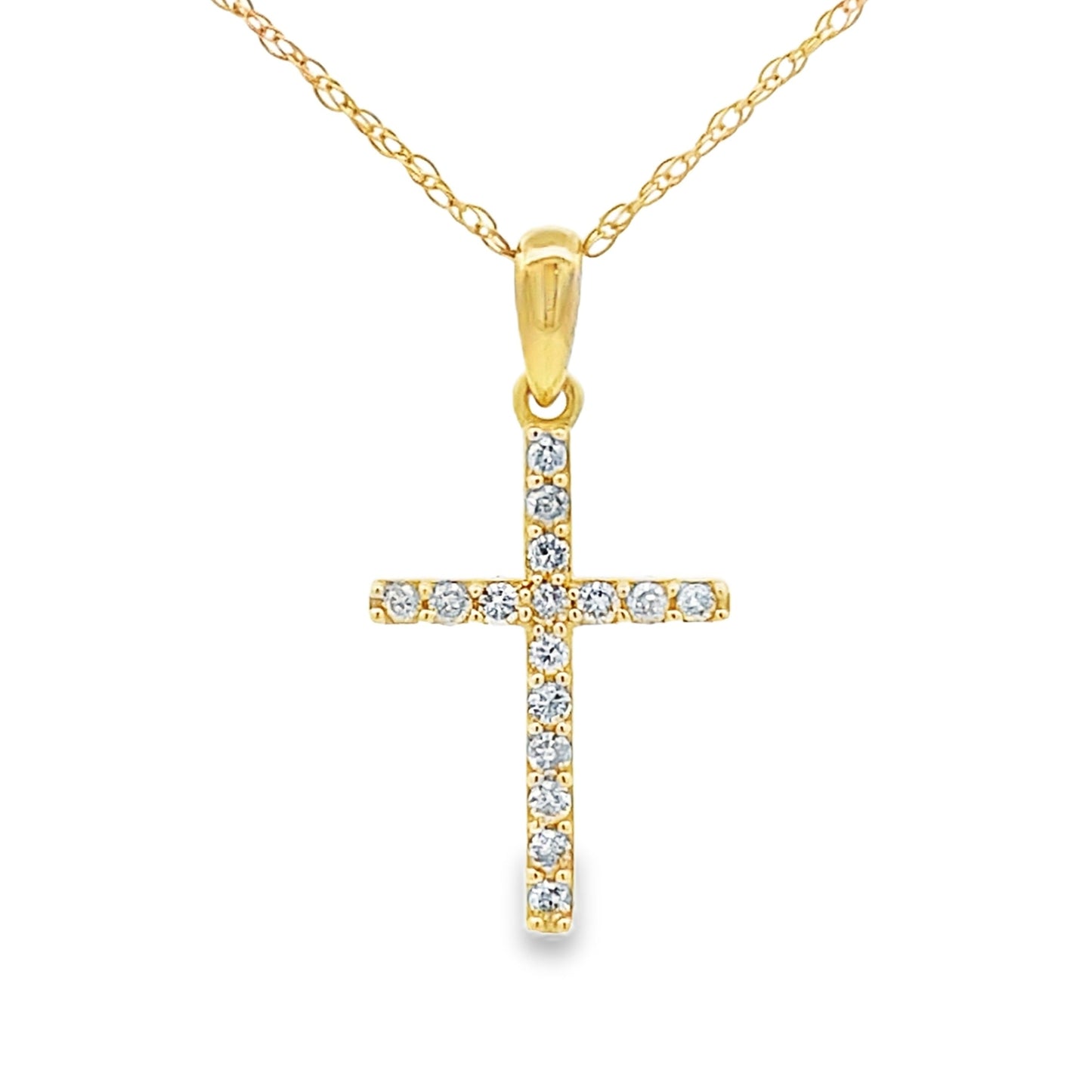 .11ct Diamond Cross Religious Pendant 14KT Yellow Gold