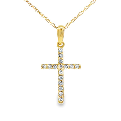 .11ct Diamond Cross Religious Pendant 14KT Yellow Gold
