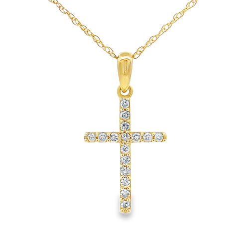 .11ct Diamond Cross Religious Pendant 14KT Yellow Gold