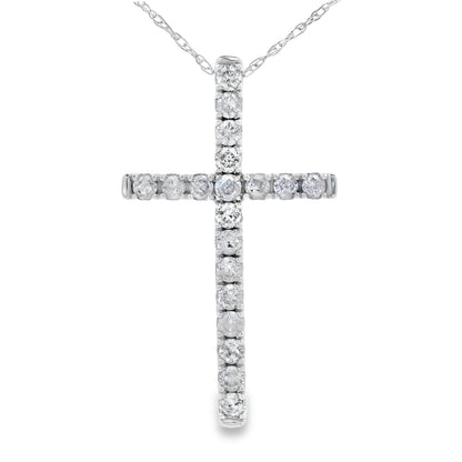 .33ct Diamond Cross Religious Pendant 14KT White Gold