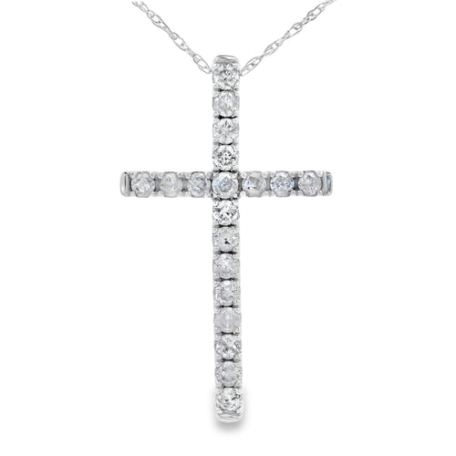 .33ct Diamond Cross Religious Pendant 14KT White Gold