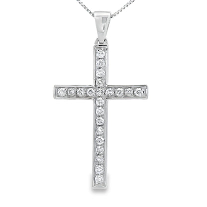 .22ct Diamond Cross Religious Pendant 14KT White Gold