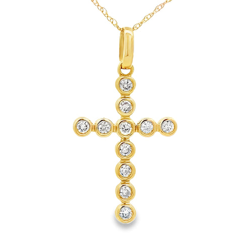 .31ct Diamond Cross Religious Pendant 14KT Yellow Gold