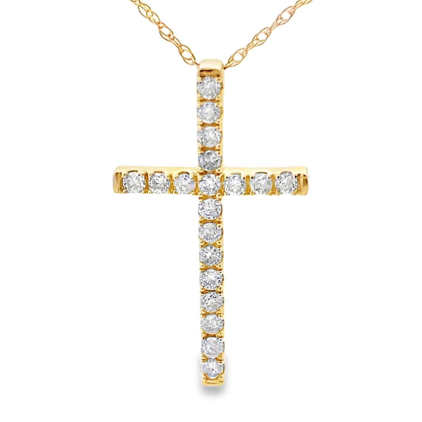 .24ct Diamond Cross Religious Pendant 14KT Yellow Gold