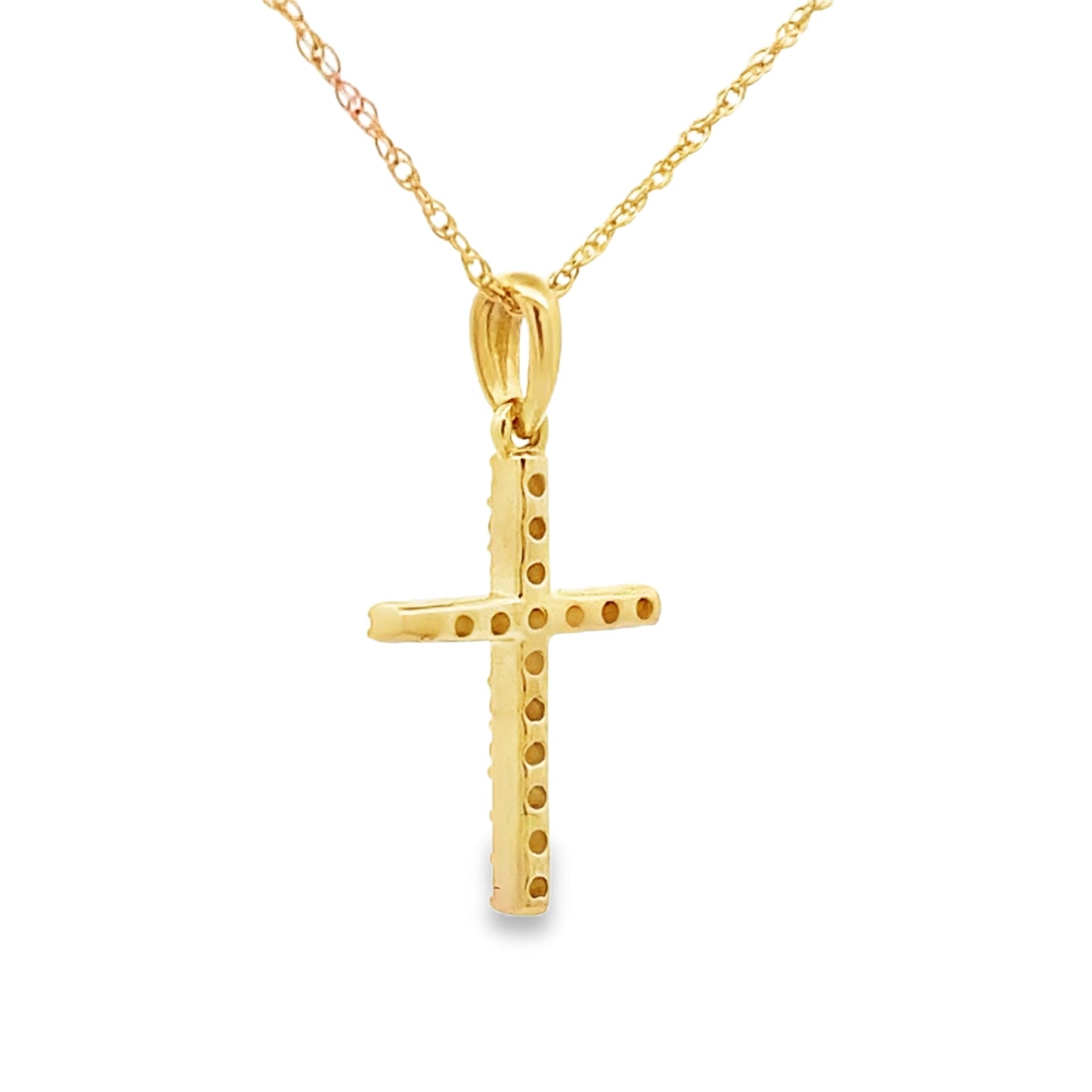 .11ct Diamond Cross Religious Pendant 14KT Yellow Gold
