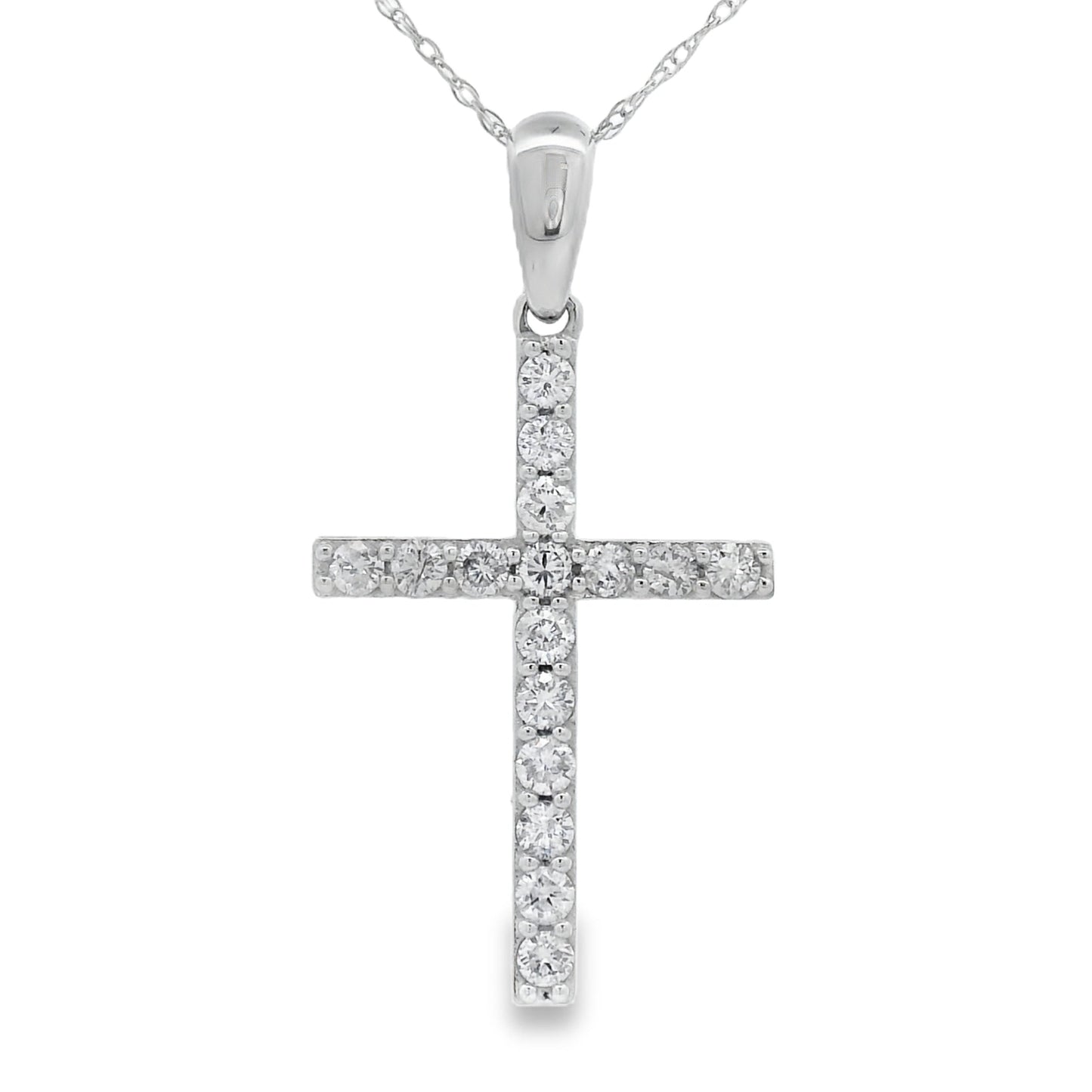 .45ct Diamond Cross Religious Pendant 14KT White Gold