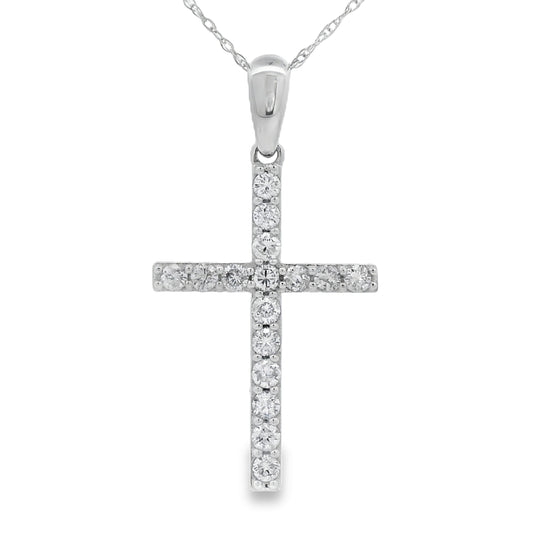 .45ct Diamond Cross Religious Pendant 14KT White Gold