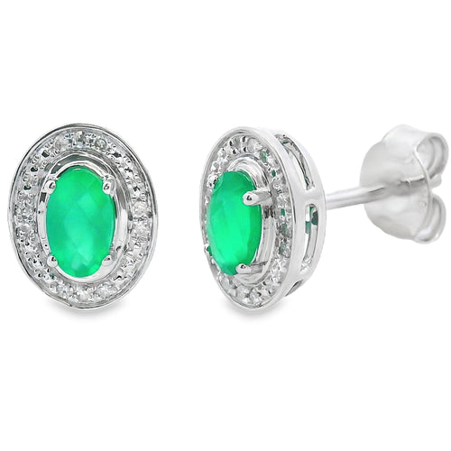.54ct Chalcedony Diamond Earrings 10KT White Gold