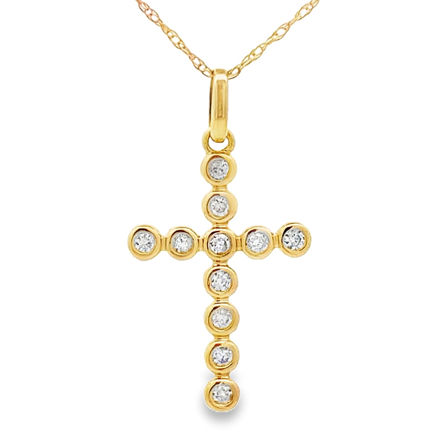 .15ct Diamond Cross Religious Pendant 14KT Yellow Gold