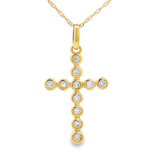 .15ct Diamond Cross Religious Pendant 14KT Yellow Gold