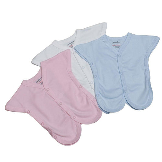 Pk.2 Incubator Premature Baby Vests - White, Pink or Blue