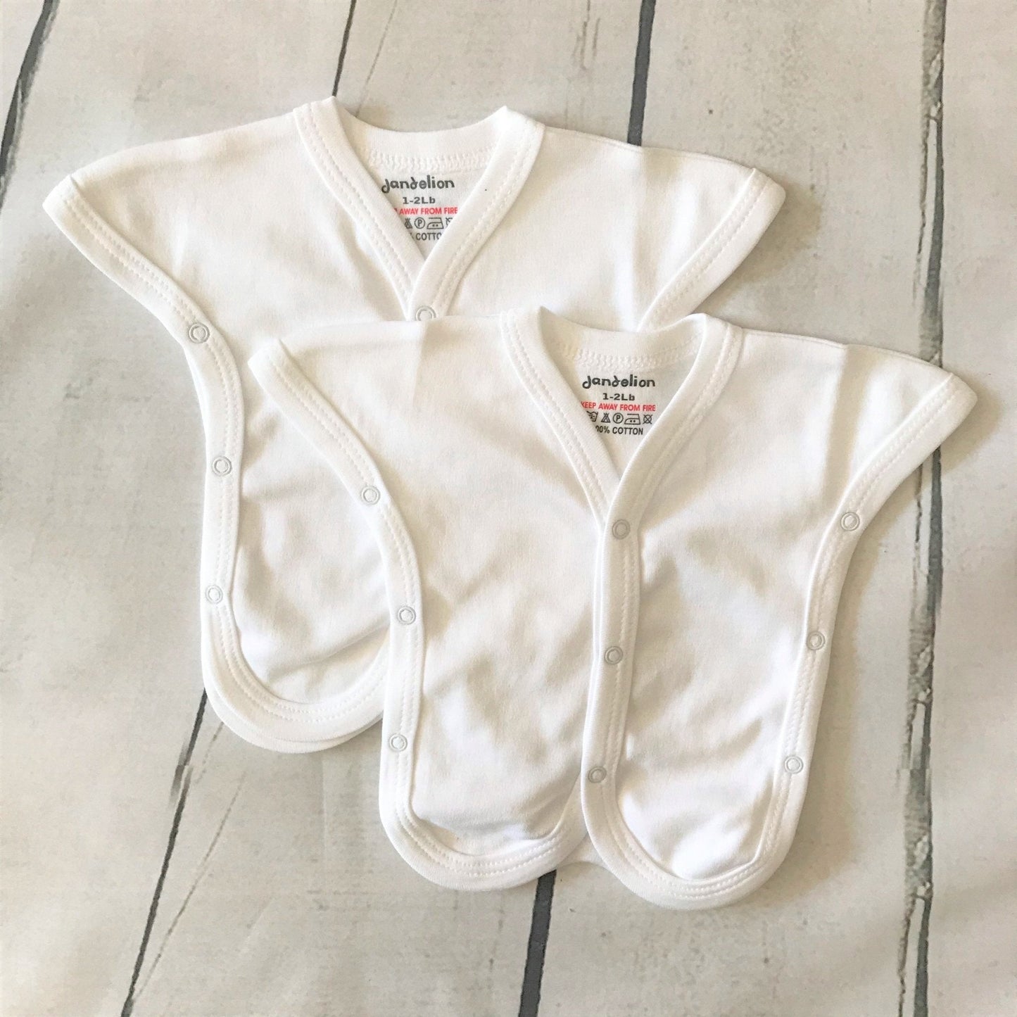 Pk.2 Incubator Premature Baby Vests - White, Pink or Blue