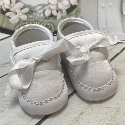 Mario Ivory or White Boys Christening Pram Shoes