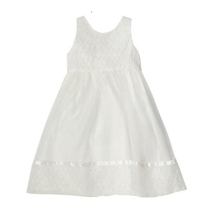 Ivory or White Christening Dress with Pearls and Headband