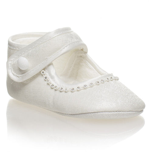 Laura Ivory or White Girls Christening Pram Shoes