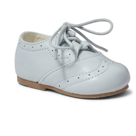 Leo Boys Faux Patent Lace Up Shoes  - Sky Blue