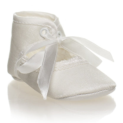 Libby Ivory or White Girls Christening Pram Shoes