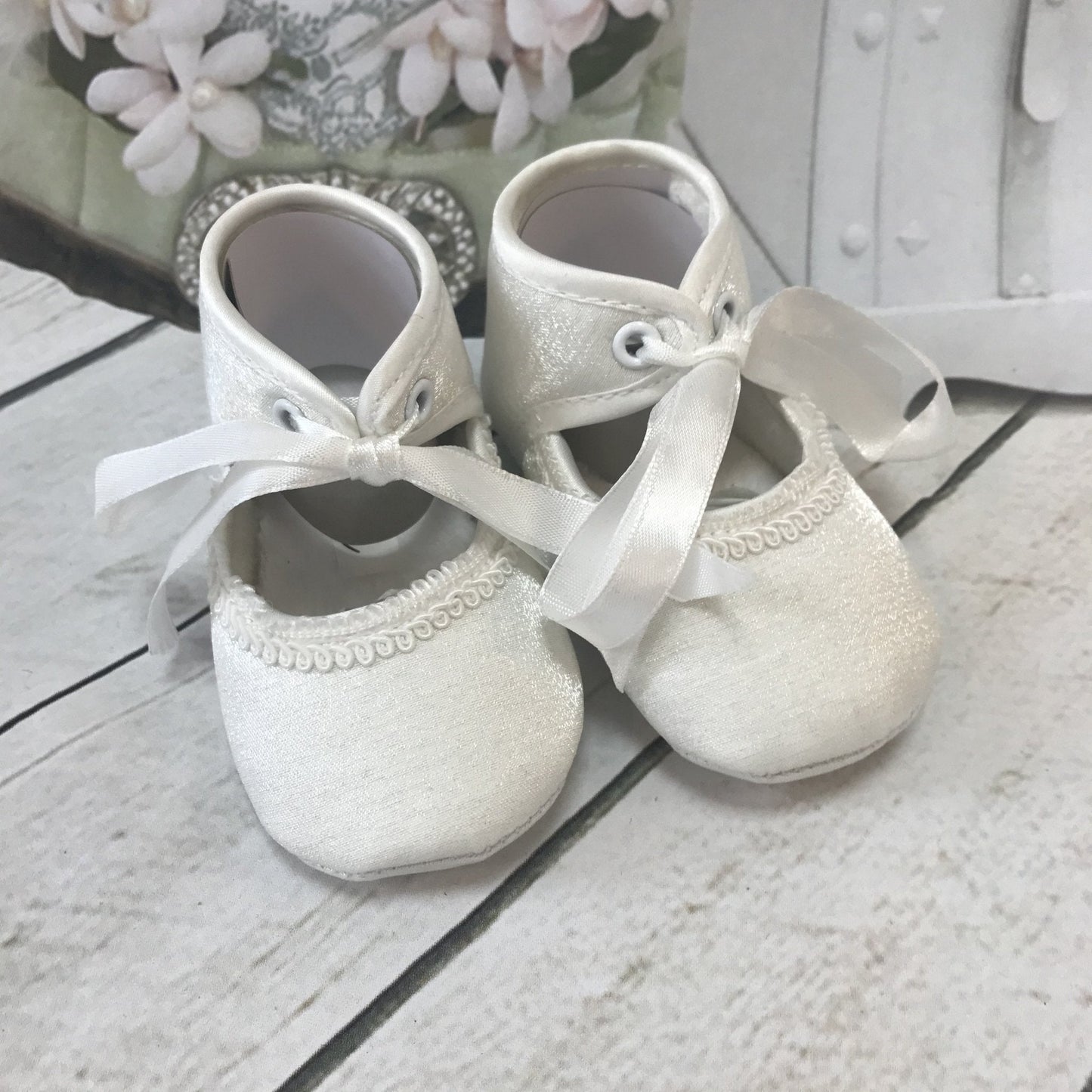 Libby Ivory or White Girls Christening Pram Shoes