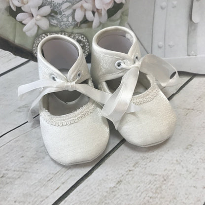 Libby Ivory or White Girls Christening Pram Shoes