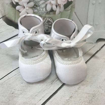 Libby Ivory or White Girls Christening Pram Shoes