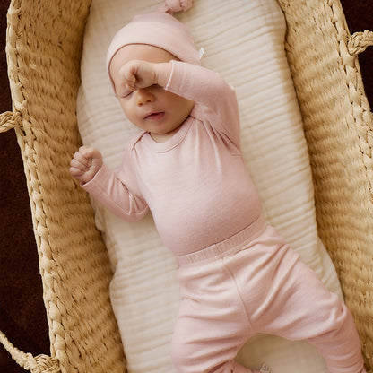 Merino Kids Merino Long Sleeve Envelope Bodysuit - Cloud Pink