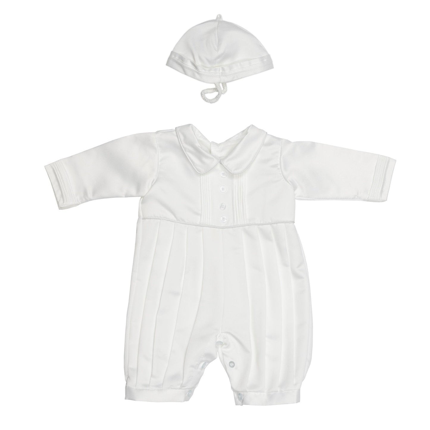 Michael Boys Ivory or White Christening Romper and Cap