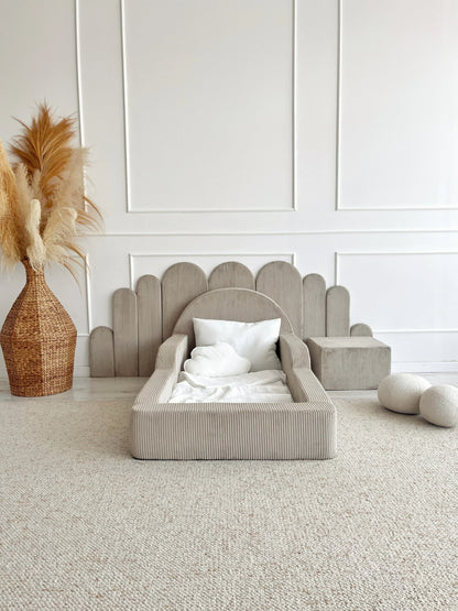 Monio - Upholstered Wall Panel Fence - Beige Corduroy
