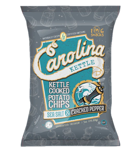 1In6 Snacks Kettle Cooked Potato Chips, Salt & Cracked Pepper - 5 OZ 14 Pack