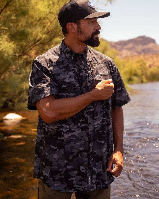 Outdoorsman Performance Short Sleeve - Black Camo