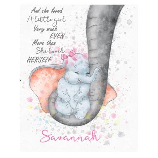 Personalised Dumbo Themed Nursery Picture For Baby Girls
