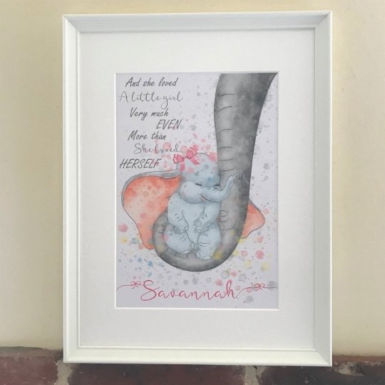 Personalised Dumbo Themed Nursery Picture For Baby Girls