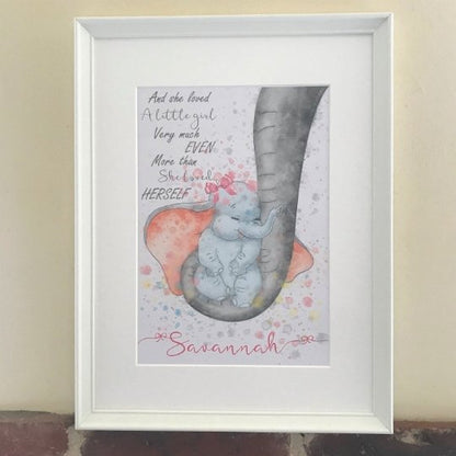 Personalised Dumbo Themed Nursery Picture For Baby Girls