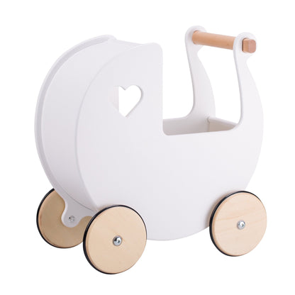 Personalised Wooden Dolls Pram - Pink, Red or White