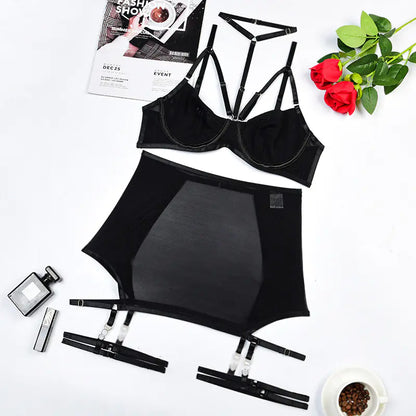 2022 Women's Fashion Breathable Mesh Lingerie Set