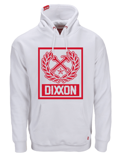 Red Box Crest Pullover Hoodie - White
