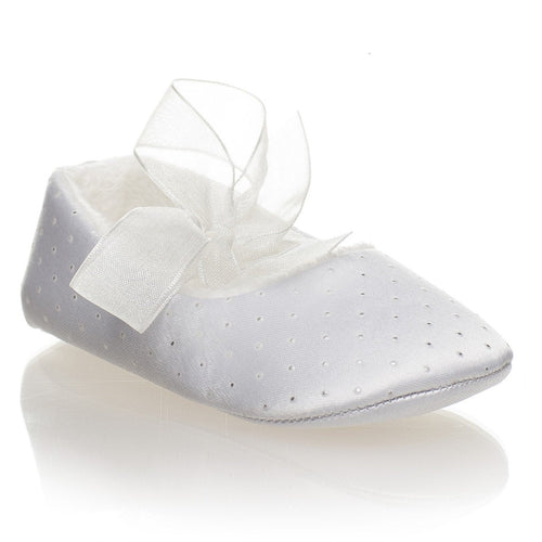 Sharon Ivory or White Girls Christening Pram Shoes