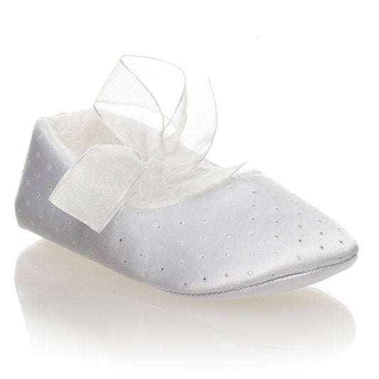 Sharon Ivory or White Girls Christening Pram Shoes