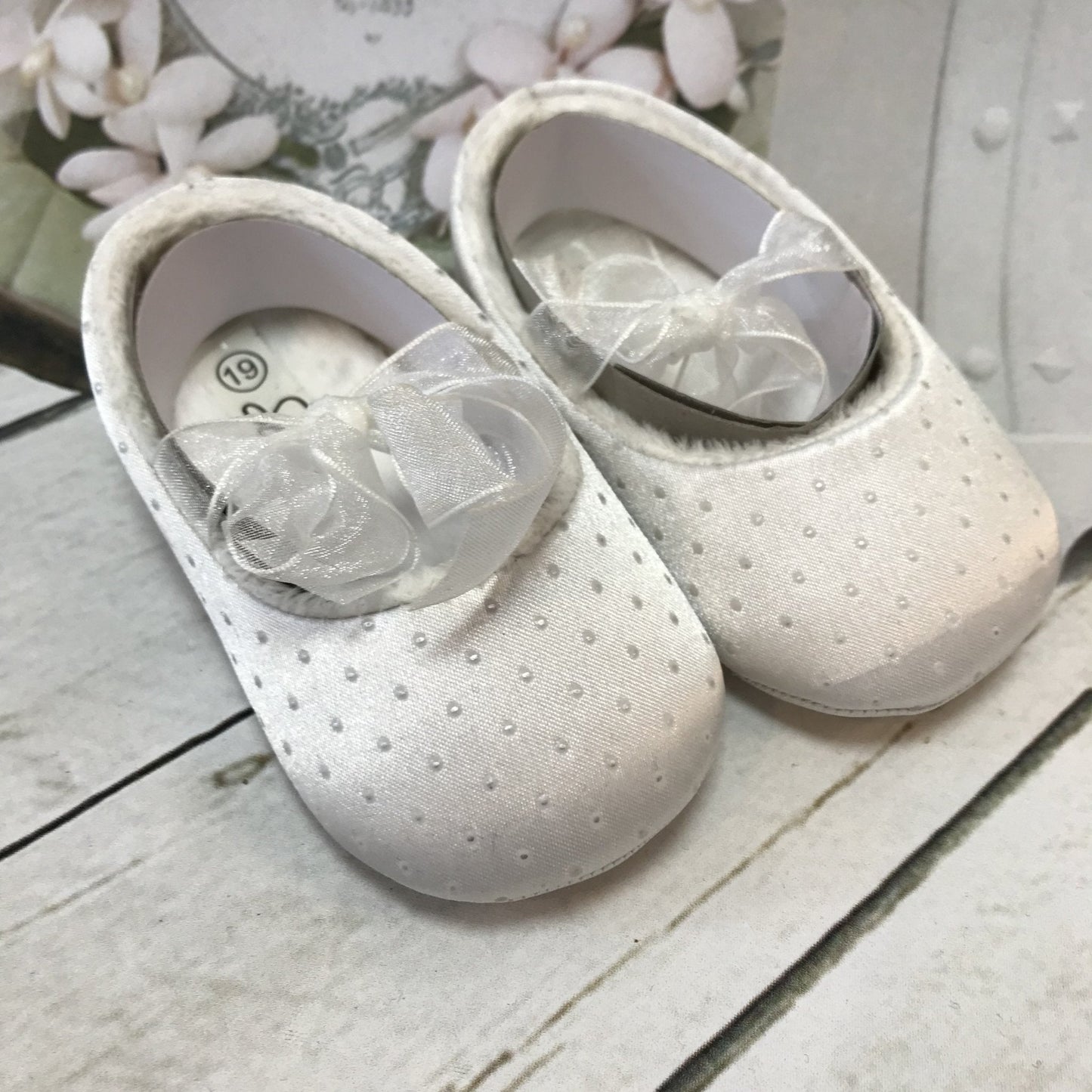 Sharon Ivory or White Girls Christening Pram Shoes