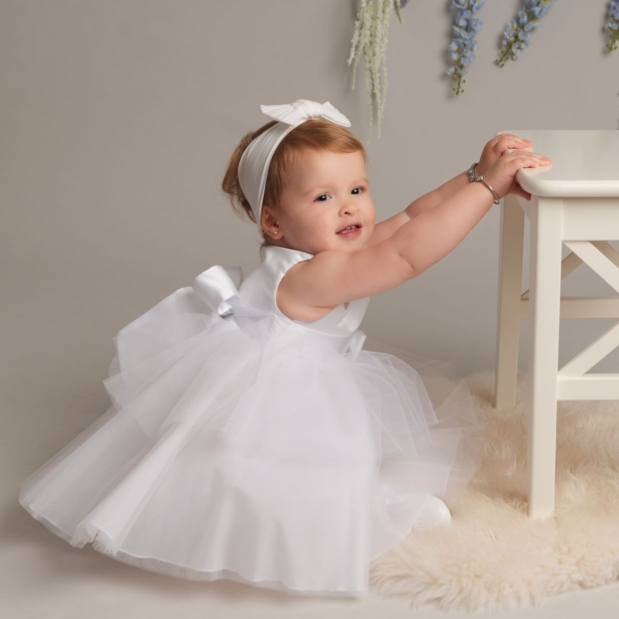 Sienna Ivory or White Tiered Christening / Baptism Dress