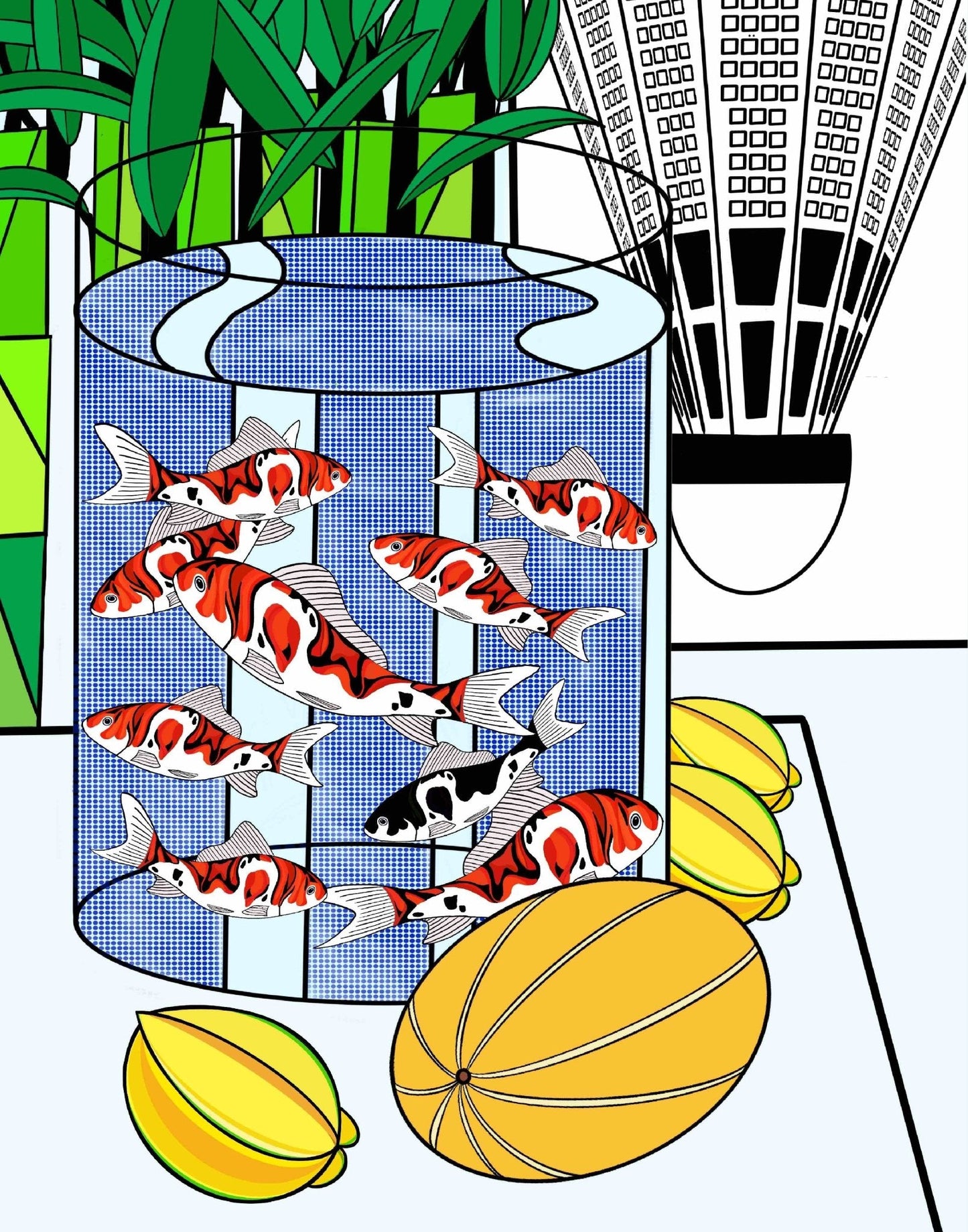 Still Life with Nine Koi Fish Pop Art Print