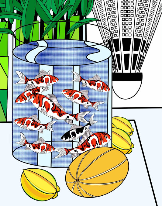 Still Life with Nine Koi Fish Pop Art Print