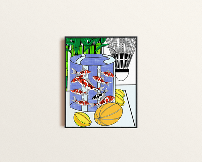 Still Life with Nine Koi Fish Pop Art Print