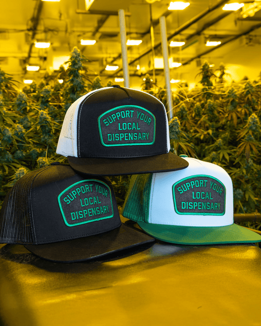 Support Your Local Dispensary Flat Bill Trucker Snapback