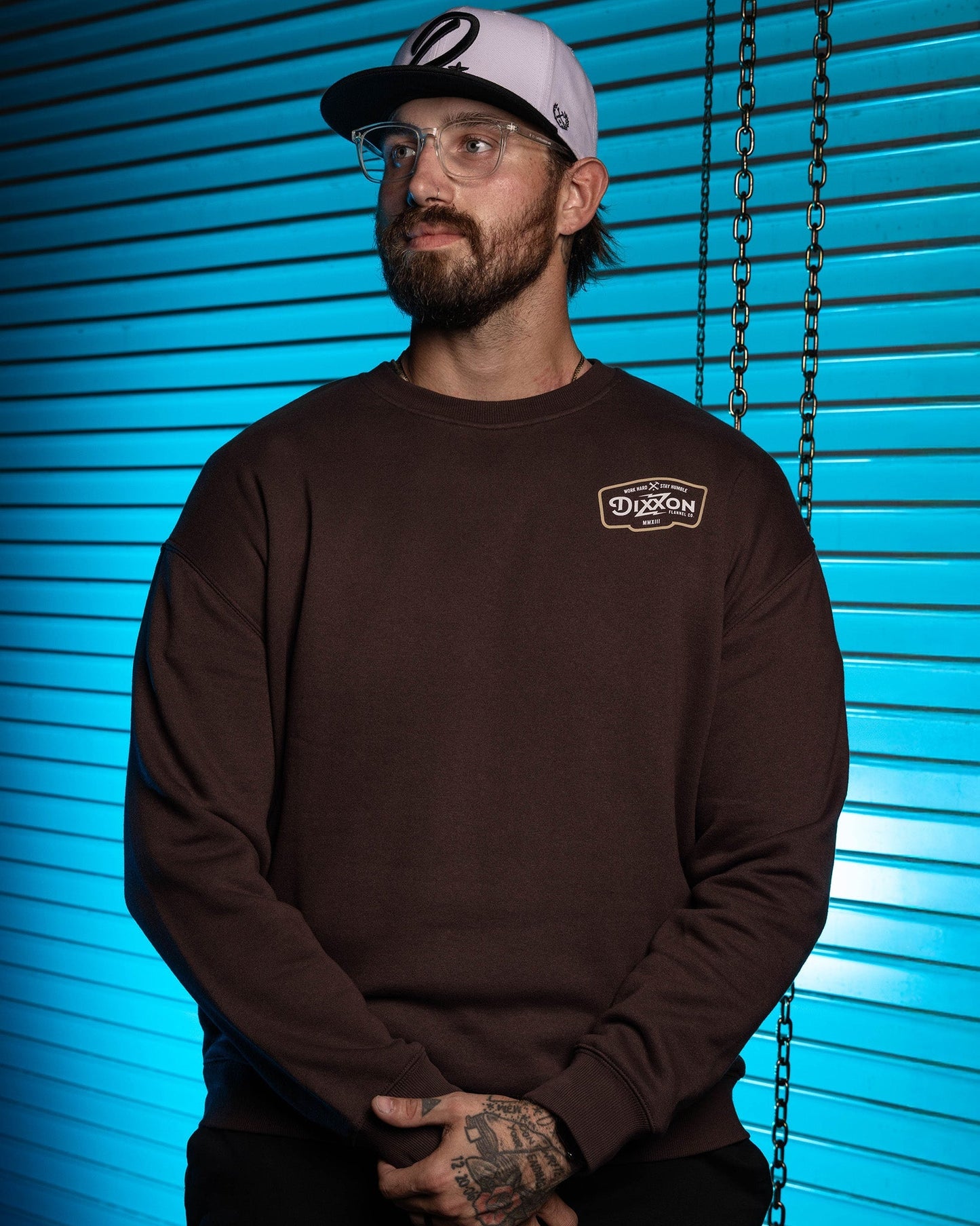 Tan & White Zapped Crewneck Sweatshirt - Brown