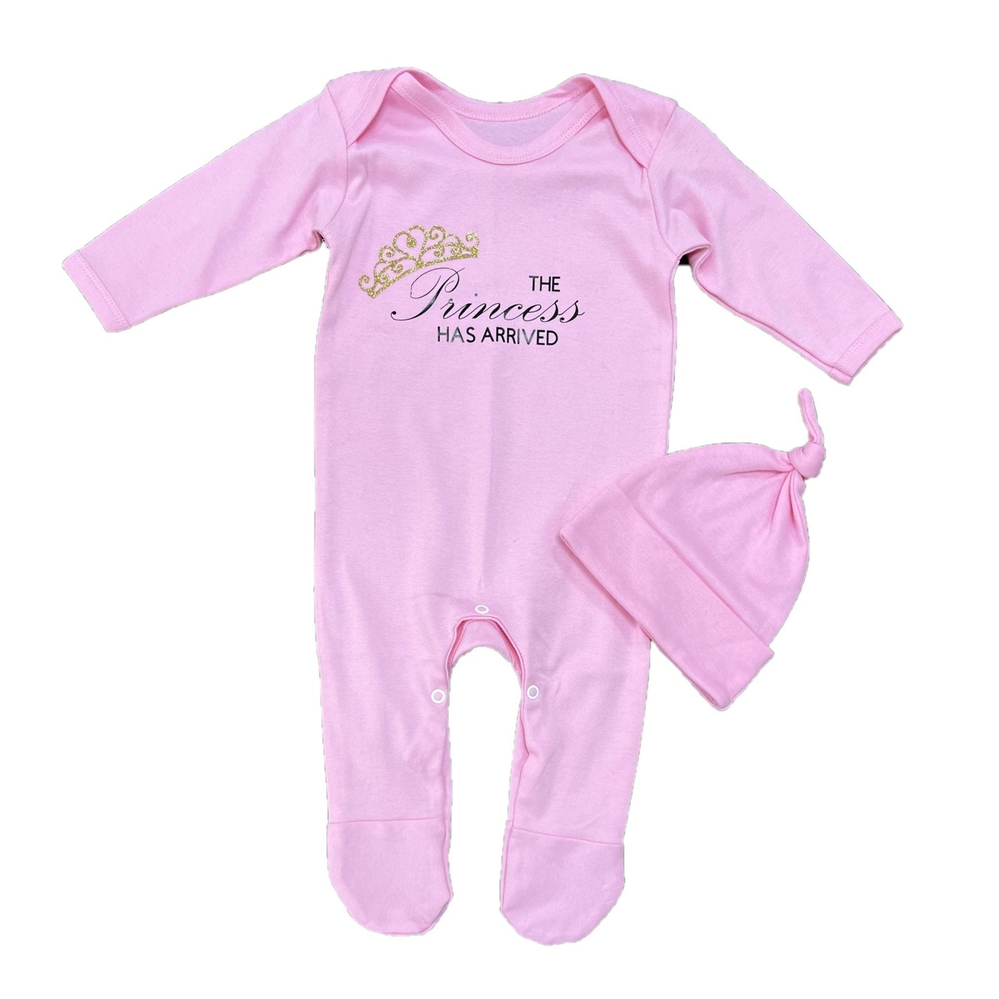 'The Princess Has Arrived' Romper, Vest, Hat Set in a Gift Box