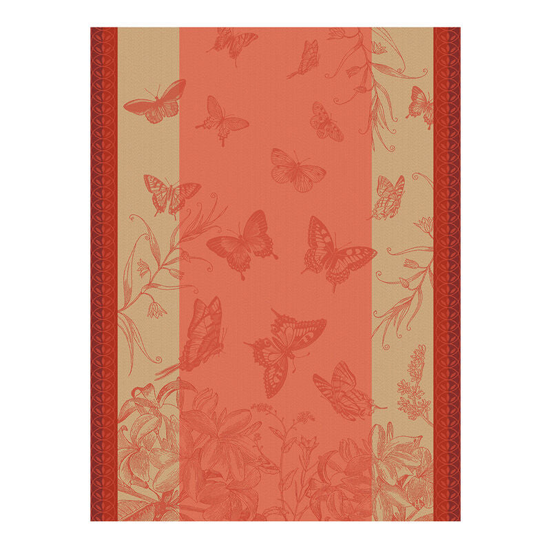 Le Jacquard Francais Tea Towel - Jardin des Papillons Lantana Pink (Camelia)