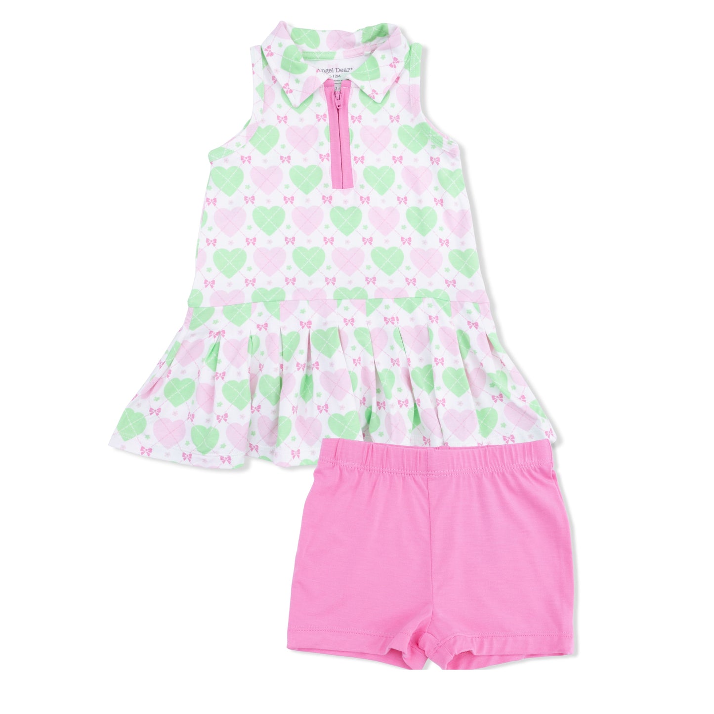 Heart Argyle Polo Tennis Dress w/Cartwheel Short